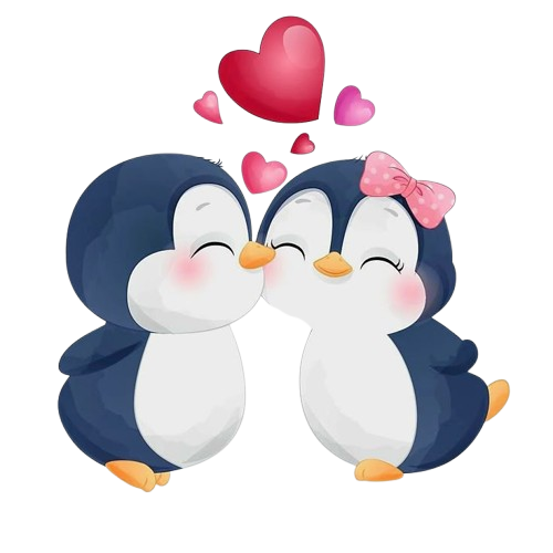 Cute penguin couple in love